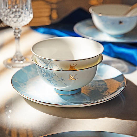 摩登主妇 高级感菜盘子家用乔迁新居碗碟套装中式轻奢骨瓷餐具礼盒 商品图2