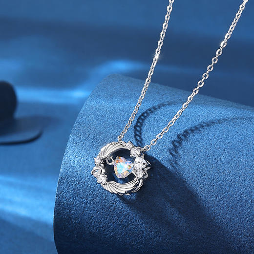 卡蒂罗/KADER 【三秒心动】魔法独角兽项链 圣诞魔法苹果原创设计羽你相伴可调节锁骨链 羽翼造型满钻吊坠 商品图7