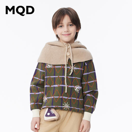 【MQD】男童潮酷满版印花撞色休闲圆领针织衫 商品图3