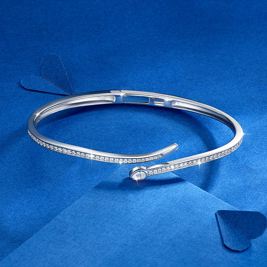 卡蒂罗/KADER 【999纯银】小灵蛇手镯 新中式蛇年本命年福气好运开口银镯 十二生肖守护平安满钻配饰 商品图7