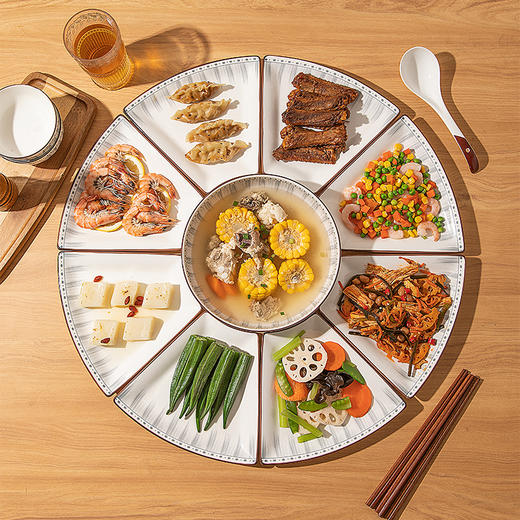 摩登主妇蓝线年夜饭拼盘碗碟套装家用2024新款菜盘子过年团圆餐具 商品图1