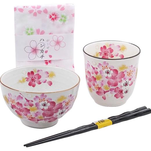 【清仓特惠4折】美浓烧红颜花语日本进口精致日式一人食创意餐具3件套家用礼盒装一人食餐具套装 商品图3