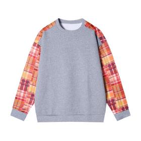 WY351秋冬季新款美式复古AB面撞色圆领卫衣宽松潮流拼色百搭上衣