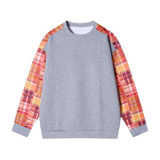 WY351秋冬季新款美式复古AB面撞色圆领卫衣宽松潮流拼色百搭上衣 商品图0