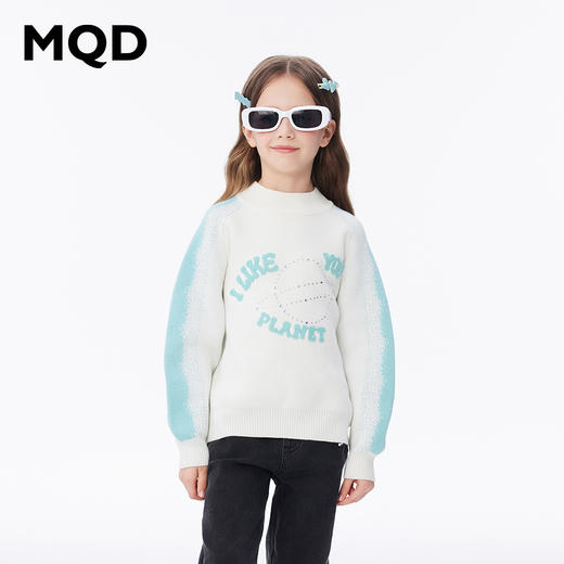 【秒】【冬款清仓】【MQD】女童冬季梦幻图案绣花半高领针织衫毛衣 商品图0