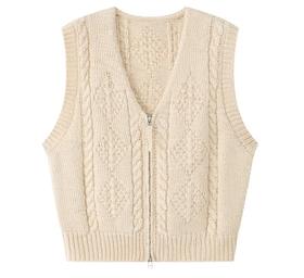 步履不停/4D14055C/针织麻花毛线背心马甲