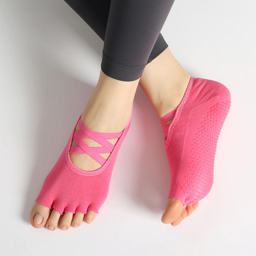 【5双起批，10双以上包邮】现货专业瑜伽袜点胶防滑运动露脚背袜地板普拉提透气运动瑜伽袜子 商品图7
