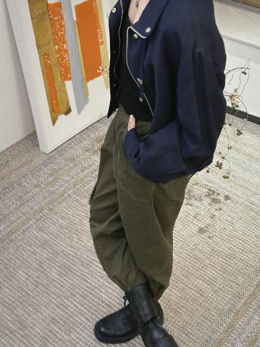 顺丰包邮35125洛诗琳新款纯棉斜纹纱军绿色工装休闲裤女851 商品图5