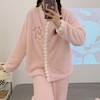 【双面加绒❗️刺绣法兰绒睡衣】冬季加绒加厚睡衣，胸前刺绣精致可爱，法兰绒家居服套装甜美可爱风女士睡衣 商品缩略图4