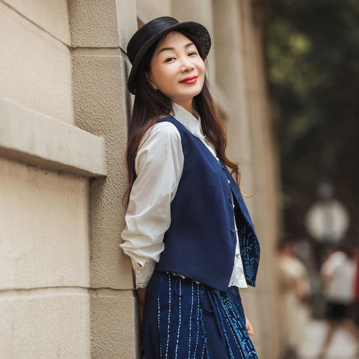 【林栖设计小店】【林栖推荐】【现货】蓝印花布传统百搭2025春季新品双面双穿马甲背心女1951162 商品图6