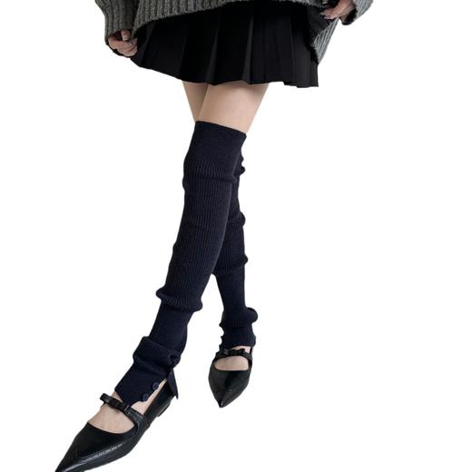 【5双起批，10双以上包邮】2024秋冬新款辣妹针织秋冬腿套芭蕾风纽扣开叉针织堆堆彩色袜套女 商品图4