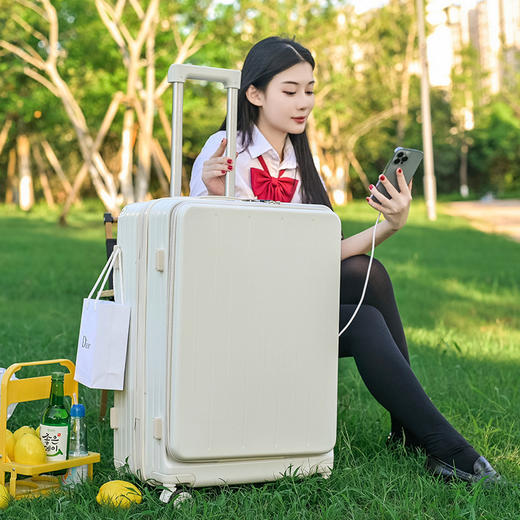 【前置开口20寸28行李箱】登机拉杆箱 多功能小旅行箱 24寸抗摔密码皮箱 商品图3