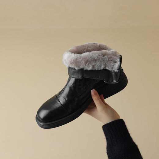 【预售5天】秋冬季雪地靴女加绒加厚棉鞋真皮平底软底切尔西靴小短靴JLY&18-145 商品图2