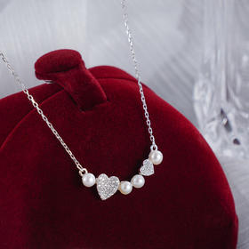 子佩集S925银珍珠套链【TL013413】纯银珍珠项链爱心2412