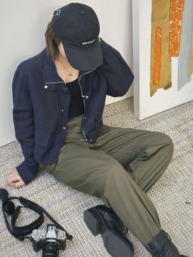 顺丰包邮35125洛诗琳新款纯棉斜纹纱军绿色工装休闲裤女851