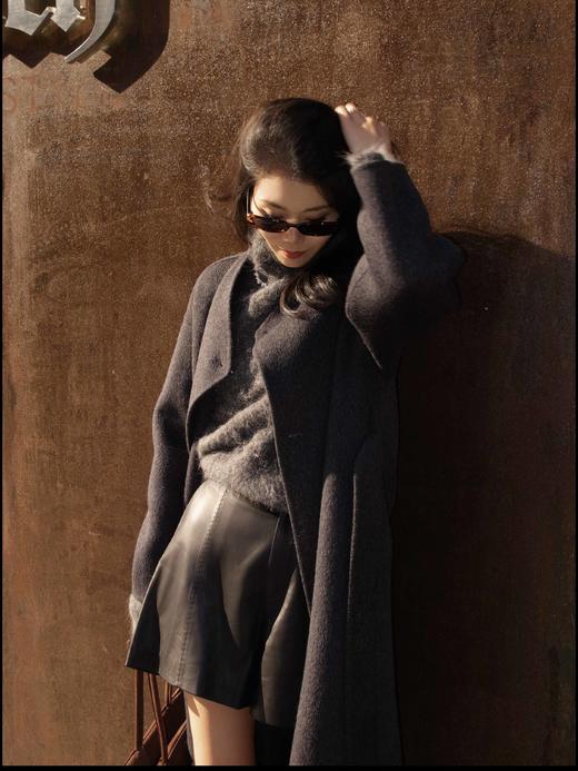 顺丰包邮34826洛诗琳秋冬新款百搭高腰阔腿绵羊皮真皮短裤女3308 商品图1