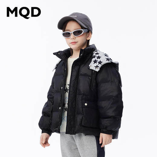 【秒1】【MQD】男童柔软舒适冬季满版拼接撞色连帽羽绒服 商品图3