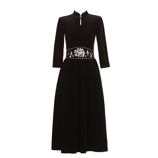 复古中国风中式旗袍改良版黑色年轻款修身七分袖旗袍ZQ&SC17700 商品图4