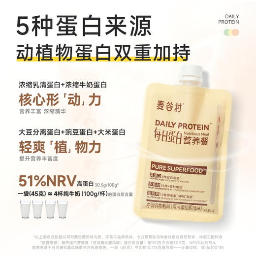 麦谷村爆料超模代餐奶昔粉蛋白代餐饱腹食品营养主食轻食代餐粉  45g/袋 商品图2