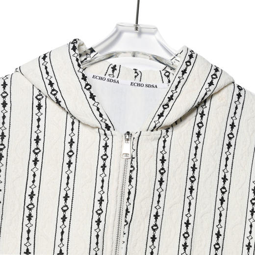 WT11潮流条纹拉链连帽卫衣宽松百搭长袖时尚男女同款休闲外套潮 商品图3