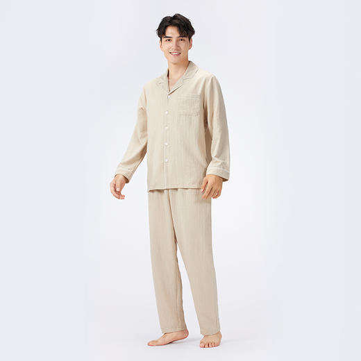 都市丽人男士软绵绵长袖套装薄软绵绵压花好睡好眠长袖类FHH1A9 商品图2