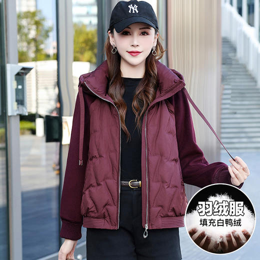 TZW-2024年冬季新款连帽羽绒服女韩版气质时尚拼接保暖休闲短款外套 商品图7