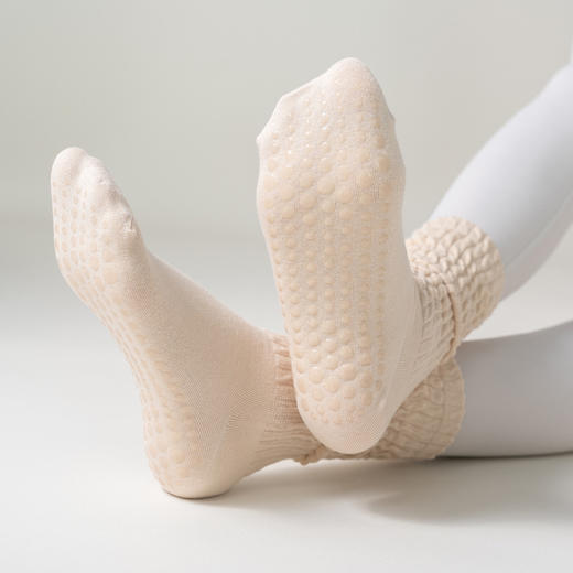 【5双起批，10双以上包邮】新品春秋短筒瑜伽袜子专业防滑普拉提女士堆堆袜纯色运动袜跑步袜 商品图8