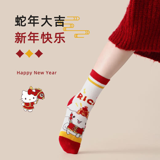 【29.9/5双】儿童袜子秋冬红色新年袜男童女童袜子卡通宝宝袜子蛇年中筒袜M 商品图3