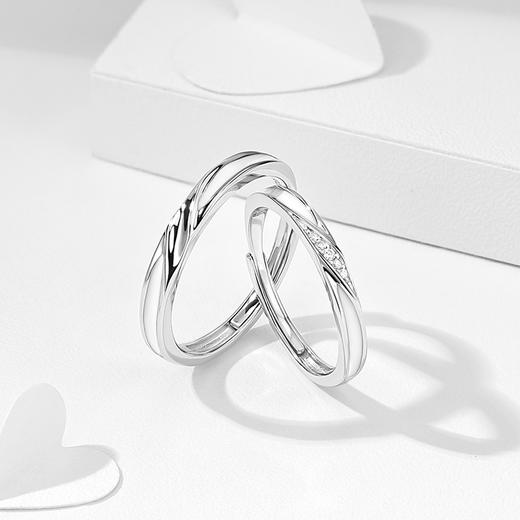 卡蒂罗/KADER 【发光】共度爱河夜光版情侣对戒 闪耀银河简约大气原创设计会发光开口素圈一对 925银 商品图5