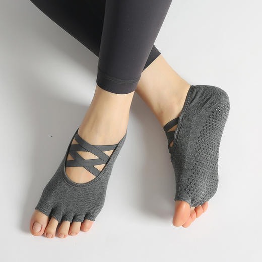 【5双起批，10双以上包邮】现货专业瑜伽袜点胶防滑运动露脚背袜地板普拉提透气运动瑜伽袜子 商品图8
