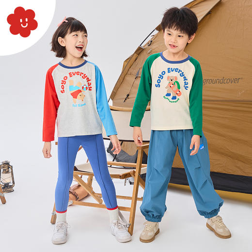 （原79元-现直降10元）soyo舍予良仓25新款可爱动物插肩袖拼色T恤 商品图2