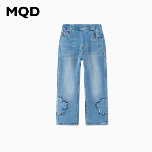 【秒】【冬款清仓】【MQD】女童冬季时尚花朵装饰直筒休闲牛仔长裤 商品图4
