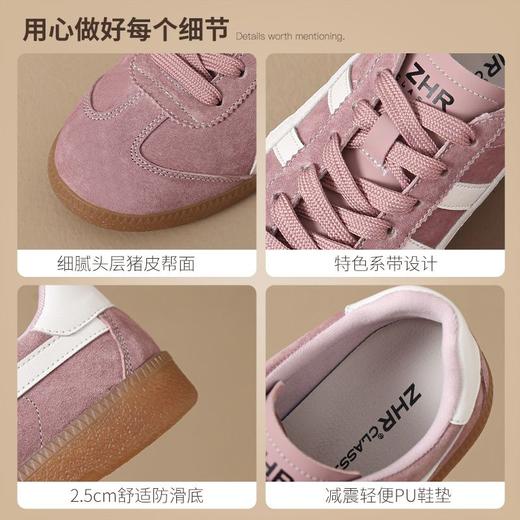 ZHR则则真皮德训鞋女2024新款复古百搭休闲运动鞋女超软平底女鞋 商品图7