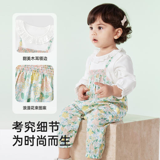 【商场同款】英氏婴儿衣服夏季莱赛尔透气女童连体衣假两件爬服 商品图3