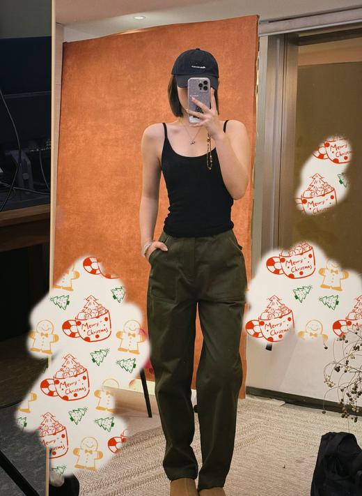 顺丰包邮35125洛诗琳新款纯棉斜纹纱军绿色工装休闲裤女851 商品图4