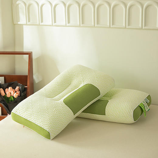 「安心舒睡！高颜值」新款竹炭纤维安睡枕 SPA可水洗护颈枕芯针织棉透气枕头家用学生床上用品礼品 商品图2