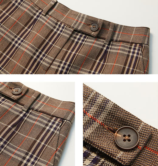 simplepieces休闲裤格纹九分宽松微喇裤S94P011 商品图4