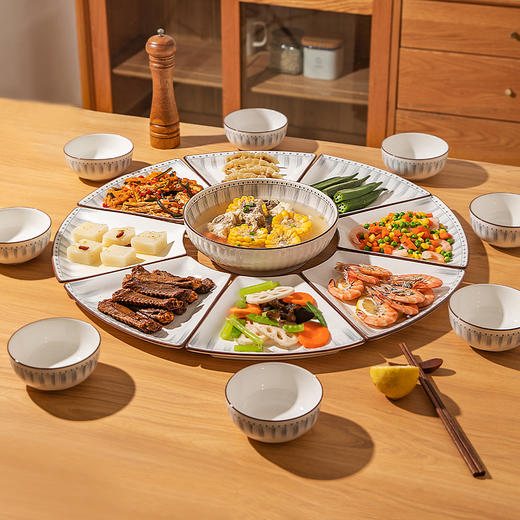 摩登主妇蓝线年夜饭拼盘碗碟套装家用2024新款菜盘子过年团圆餐具 商品图0