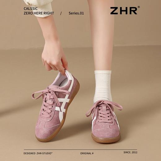 ZHR则则真皮德训鞋女2024新款复古百搭休闲运动鞋女超软平底女鞋 商品图3
