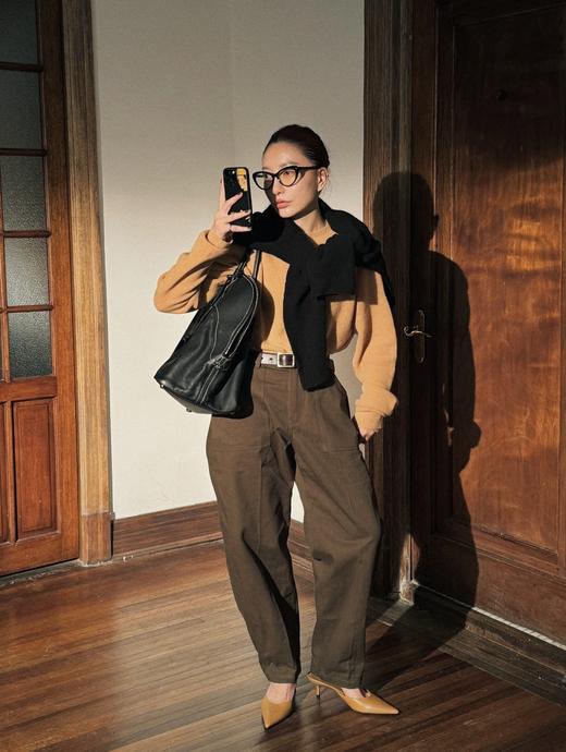 顺丰包邮35125洛诗琳新款纯棉斜纹纱军绿色工装休闲裤女851 商品图6