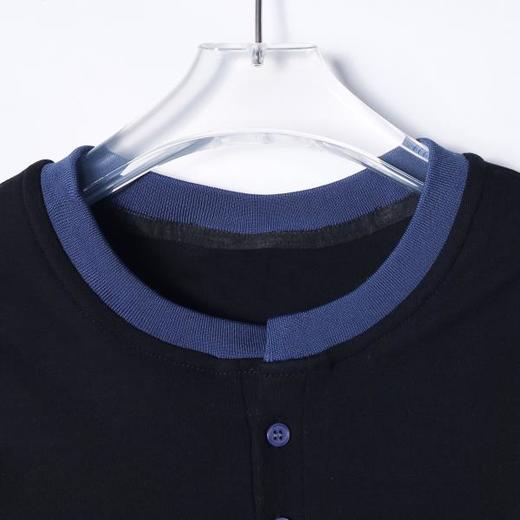 T2197早春新款时尚个性韩版撞色半纽扣圆领长袖T恤百搭休闲套头上衣 商品图3