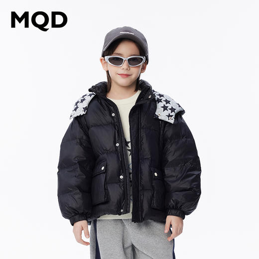 【秒1】【MQD】男童柔软舒适冬季满版拼接撞色连帽羽绒服 商品图0