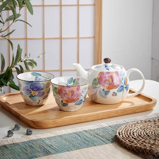 【清仓特惠7.5折】日本进口美浓烧ceramic蓝陶瓷茶壶茶杯套装日式茶具新婚乔迁礼品花彩/樱花一壶两杯茶具 商品图5