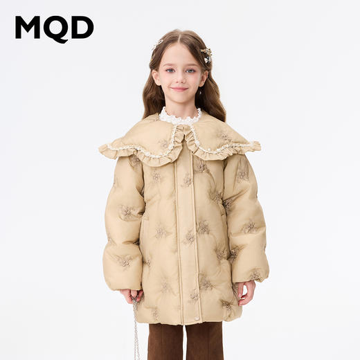 【MQD】女童冬季精致花朵刺绣小香风翻领羽绒服 商品图0