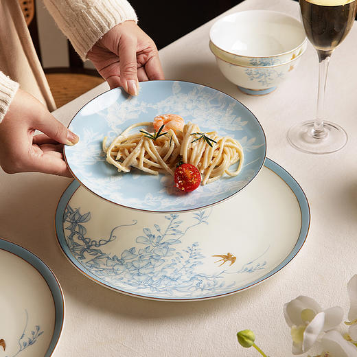 摩登主妇 高级感菜盘子家用乔迁新居碗碟套装中式轻奢骨瓷餐具礼盒 商品图1