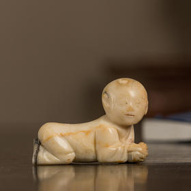 清 寿山石雕童子笔架