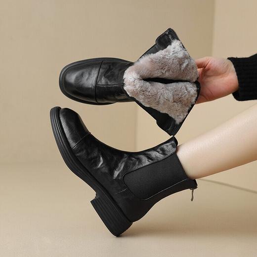 【预售5天】秋冬季雪地靴女加绒加厚棉鞋真皮平底软底切尔西靴小短靴JLY&18-145 商品图0