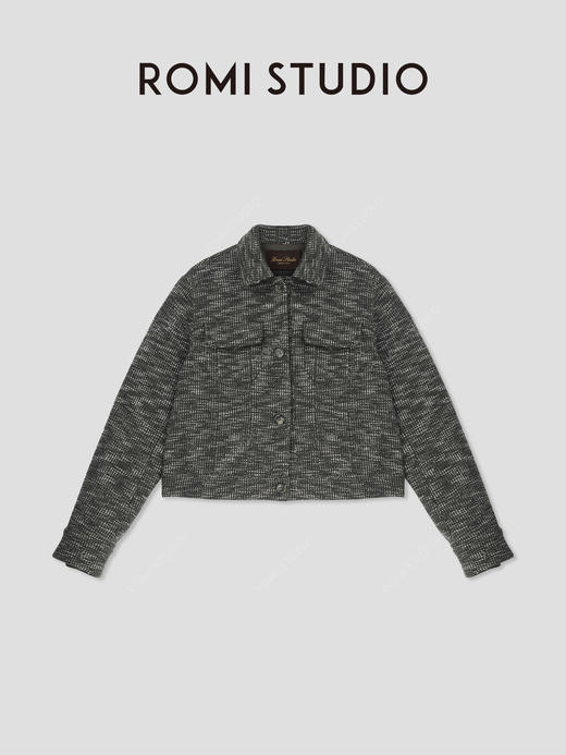 ROMI STUDIO“格雷高智”50%羊毛肌理短款翻领长袖休闲外套23AWW461 商品图2