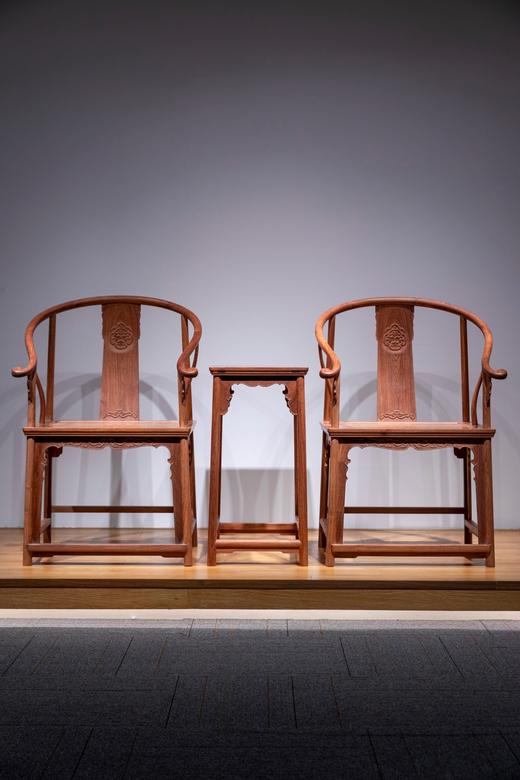 红桥红  家具严选  缅甸花梨（大果紫檀）【国博 团花圈椅 三件套】 商品图0