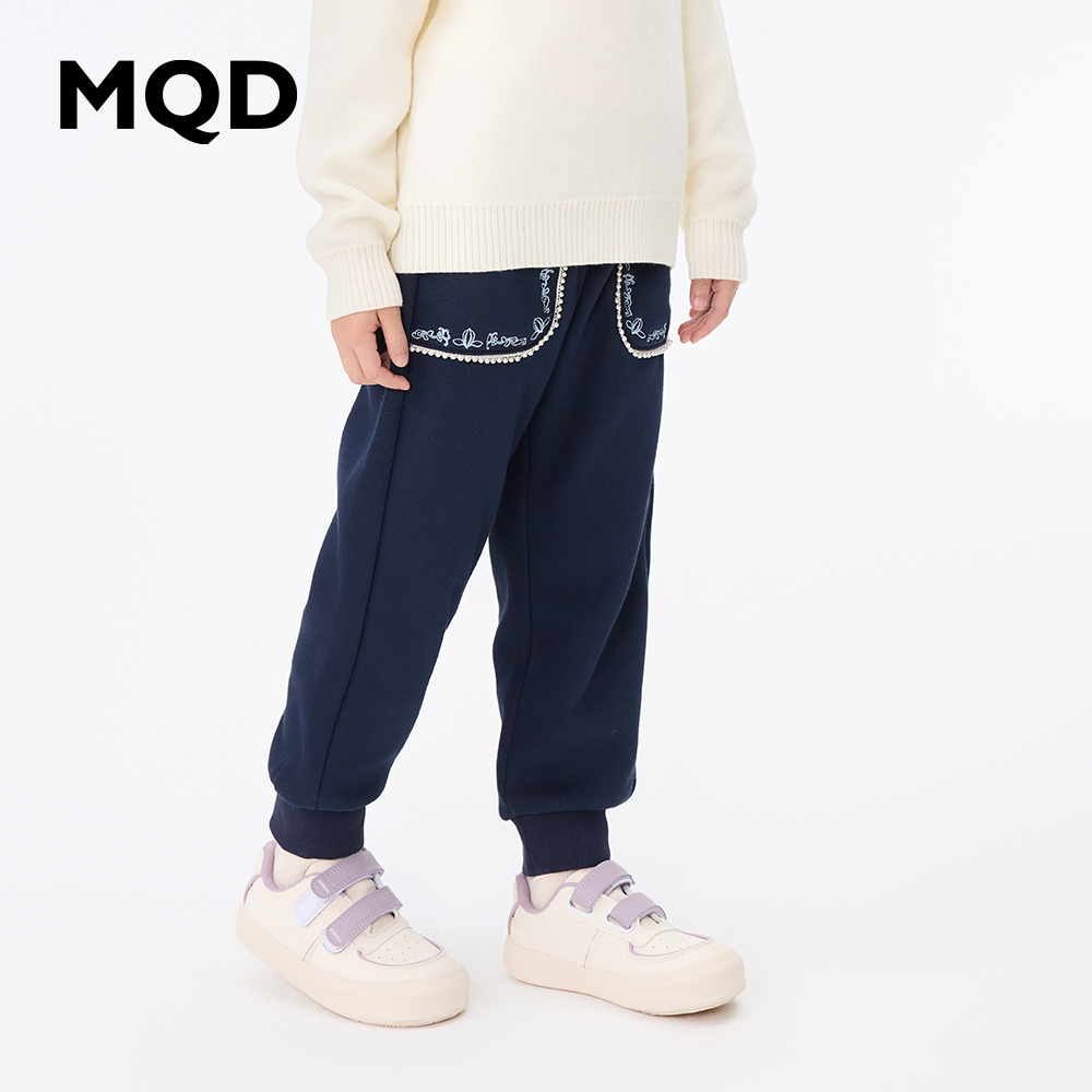 【秒】【冬款清仓】【MQD】女童冬季复古国风休闲绒感针织长裤